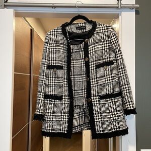 Zara Black and White Plaid Blazer